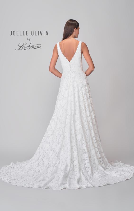 Picture of: A-Line Lace Wedding Gown with V Neckline and High Slit in WIIW, Style: J2176, Detail Picture 6