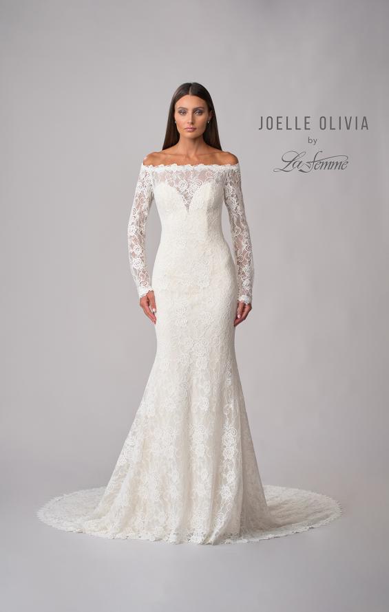 Picture of: Beautiful Lace Off the Shoulder Long Sleeve Gown in WINW, Style: J2091, Detail Picture 4
