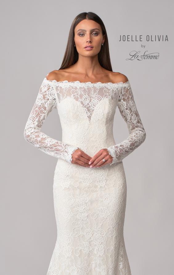 Picture of: Beautiful Lace Off the Shoulder Long Sleeve Gown in WINW, Style: J2091, Detail Picture 7