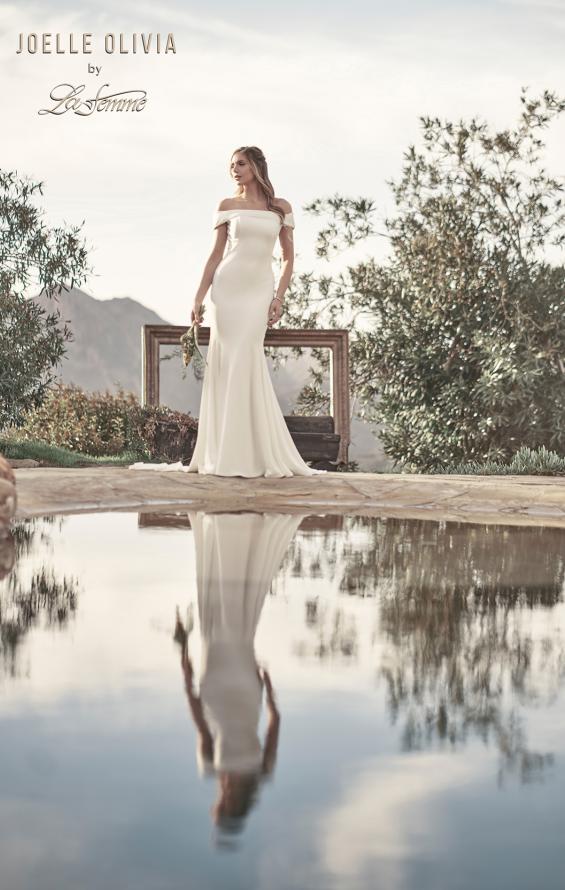 Picture of: Elegant Off the Shoulder Gown with Train in ivory, Style: J2016, Main Picture