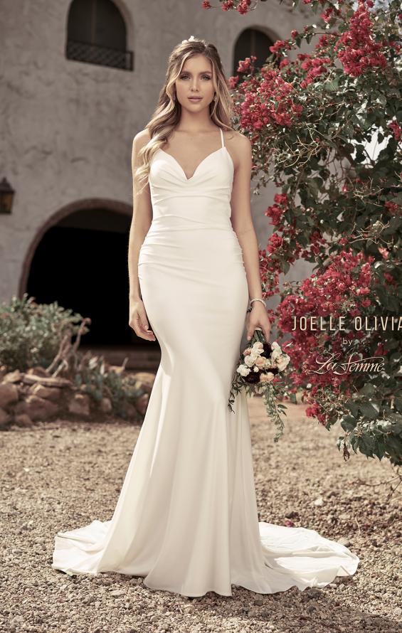 Picture of: Luxe Knit Gown with Draped Neckline and Open Back in ivory, Style: J2018, Main Picture