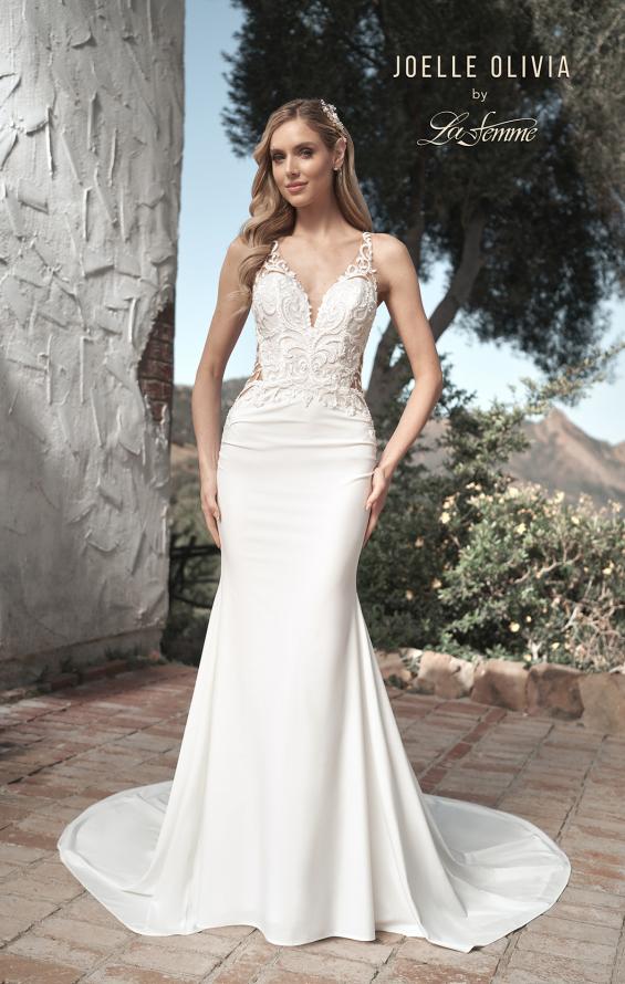 Picture of: Wedding Gown with Ornate Lace Top and Illusion Back in ivory, Style: J2101, Main Picture