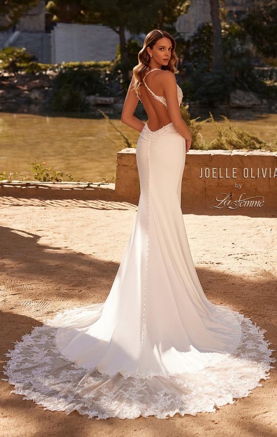 Picture of: Gorgeous Luxe Jersey Wedding Dress with Illusion Lace Bodice and Open Low Back in ivory, Style: J2118, Main Picture