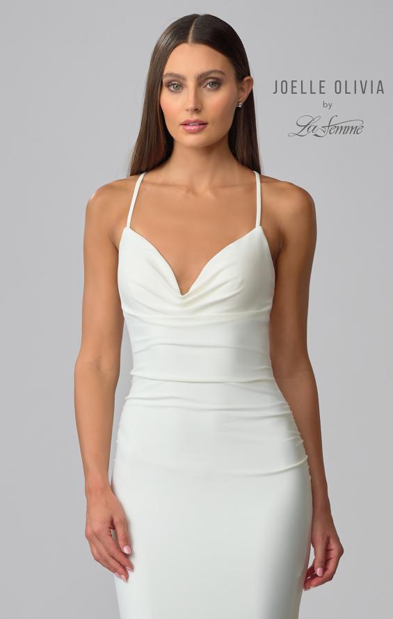 Picture of: Luxe Knit Gown with Draped Neckline and Open Back in ivory, Style: J2018, Detail Picture 8