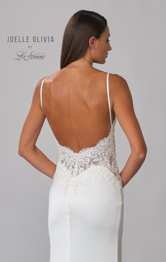 Picture of: Silk Gown with Illusion Lace Bodice and Slit in ivory, Style: J2024, Detail Picture 8