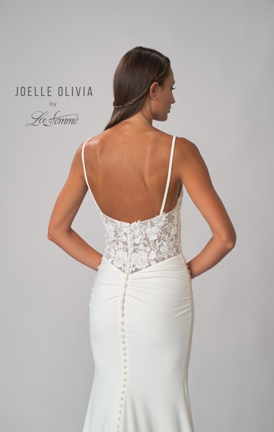 Picture of: Ruched Luxe Knit Dress with Deep V Lace Top in ivory, Style: J2028, Detail Picture 8