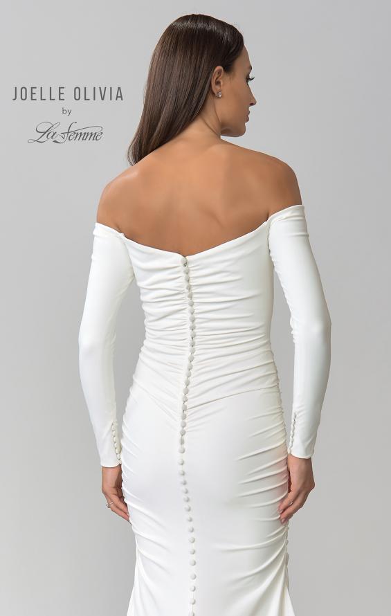 Picture of: Long Sleeve Plunge Neck Gown with Off the Shoulder Top in ivory, Style: J2033, Detail Picture 8