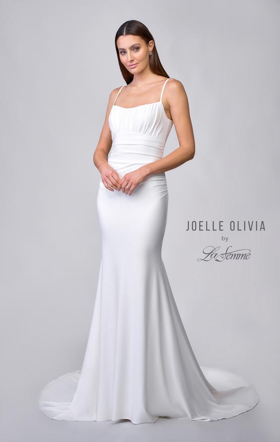 Picture of: Ruched Long Wedding Gown in Luxe Knit Jersey in ivory, Style: J2038, Detail Picture 8