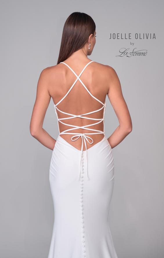 Picture of: Chic Square Neck Luxe Knit Jersey Gown with Lace Up Tie Back in ivory, Style: J2068, Detail Picture 8