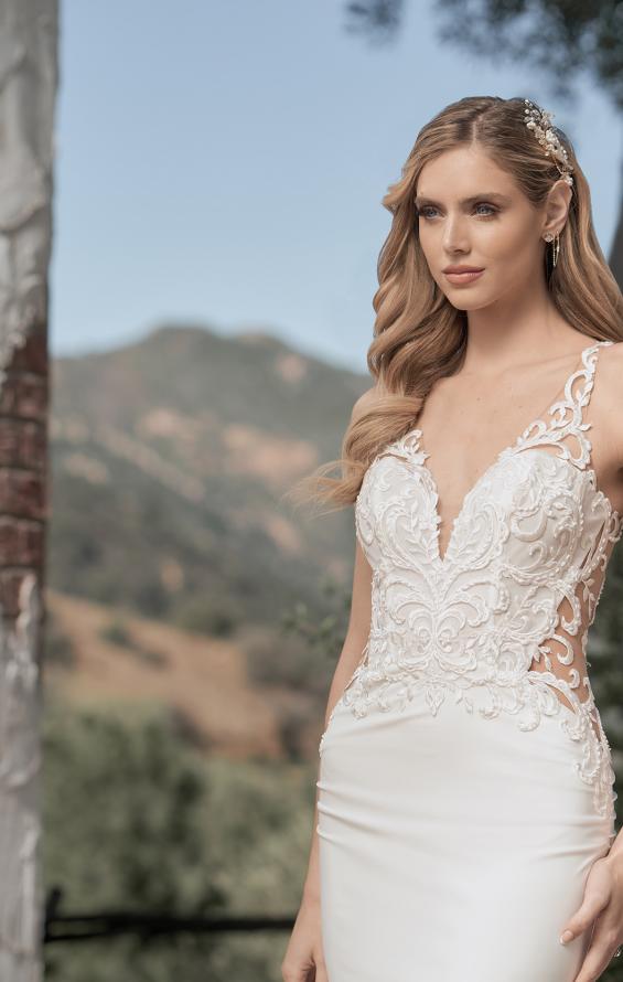 Picture of: Wedding Gown with Ornate Lace Top and Illusion Back in ivory, Style: J2101, Detail Picture 8, Landscape