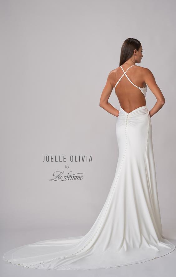 Picture of: Elegant Luxe Jersey Gown with Lace Bodice and Slit in ivory, Style: J2102, Detail Picture 8