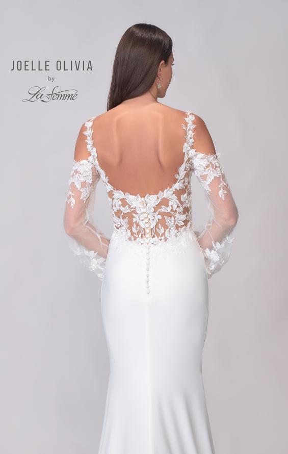 Picture of: Unique Jersey Wedding Gown with Balloon Sleeves and Cold Shoulder in ivory, Style: J2152, Detail Picture 8