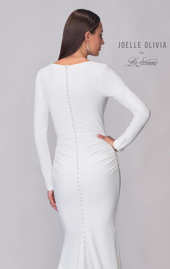 Picture of: Chic Long Sleeve Luxe Jersey Knit Gown with Deep V Neckline in ivory, Style: J2171, Detail Picture 8