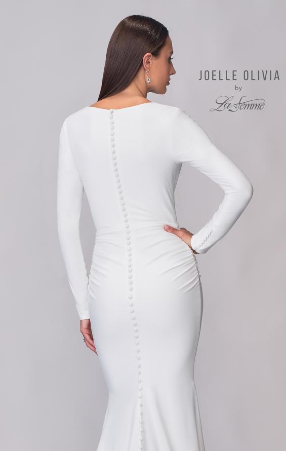 Picture of: Chic Long Sleeve Luxe Jersey Knit Gown with Deep V Neckline in ivory, Style: J2171, Detail Picture 8
