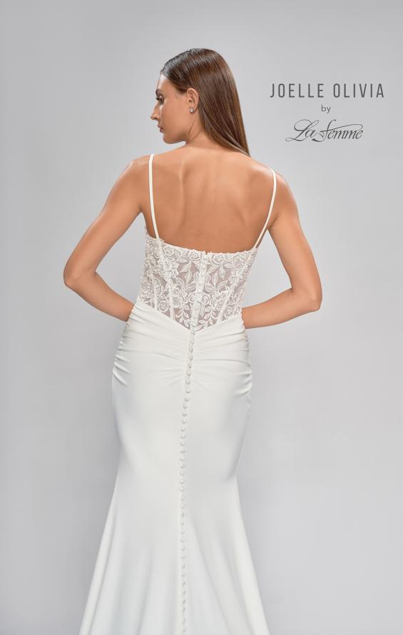 Picture of: Criss Cross Bodice Gown with Illusion Lace Back in ivory, Style: J2047, Detail Picture 9