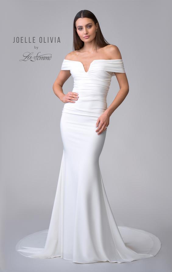 Picture of: Off the Shoulder V Neck Ruched Wedding Dress in ivory, Style: J2089, Detail Picture 9