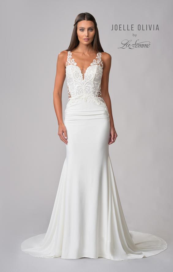 Picture of: Wedding Gown with Ornate Lace Top and Illusion Back in ivory, Style: J2101, Detail Picture 9