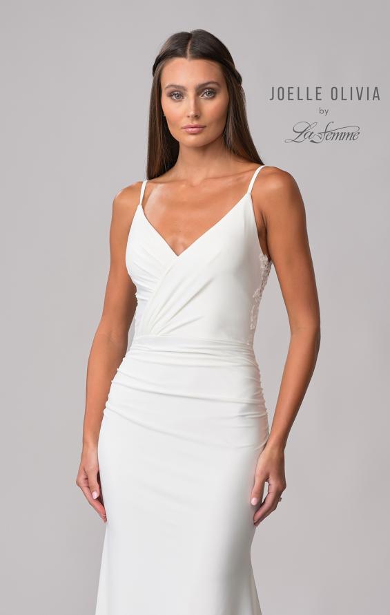Picture of: Wrap Style Luxe Knot Dress with Sheer Lace Back in ivory, Style: J2103, Detail Picture 9