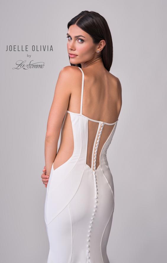 Picture of: Stunning Crepe Jersey Gown with Unique Back Detail and Bustier Top in ivory, Style: J2225, Detail Picture 9