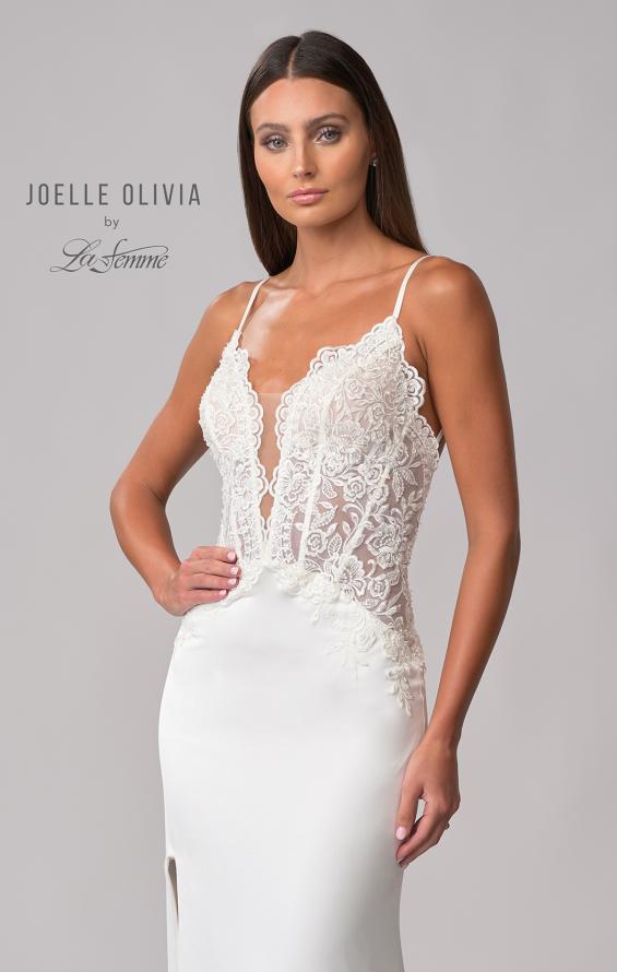 Picture of: Silk Gown with Illusion Lace Bodice and Slit in ivory, Style: J2024, Detail Picture 10