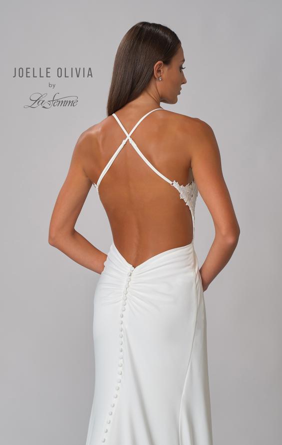 Picture of: Elegant Luxe Jersey Gown with Lace Bodice and Slit in ivory, Style: J2102, Detail Picture 10