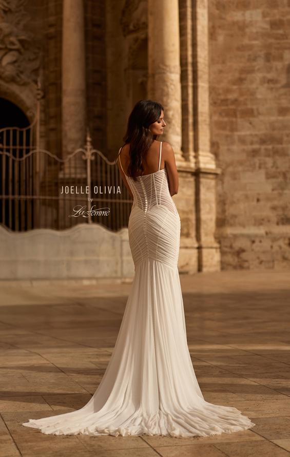 Picture of: Sheer Corset Mermaid Wedding Dress with Ruched Tulle Skirt in ivory, Style: J2321, Detail Picture 10