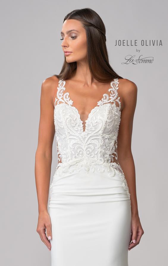 Picture of: Wedding Gown with Ornate Lace Top and Illusion Back in ivory, Style: J2101, Detail Picture 12