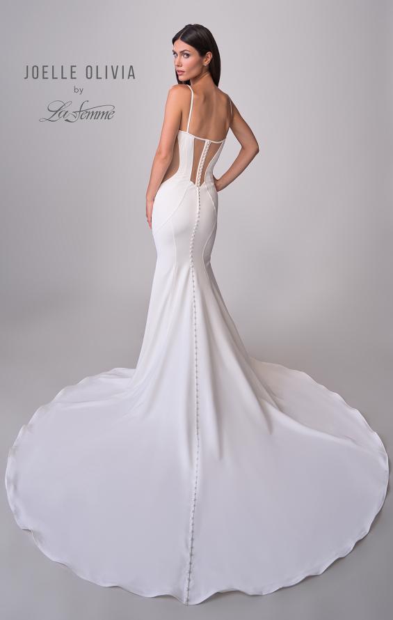 Picture of: Stunning Crepe Jersey Gown with Unique Back Detail and Bustier Top in ivory, Style: J2225, Detail Picture 12