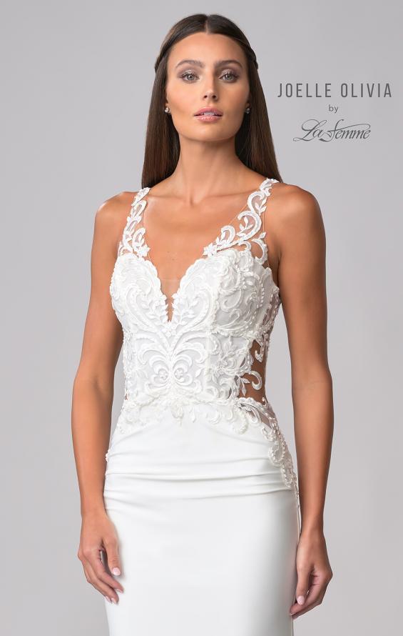 Picture of: Wedding Gown with Ornate Lace Top and Illusion Back in ivory, Style: J2101, Detail Picture 14