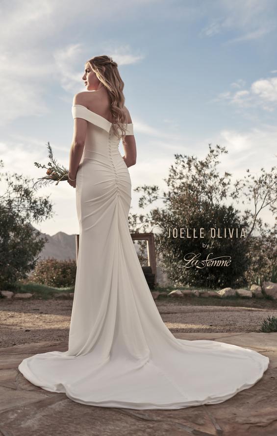 Picture of: Elegant Off the Shoulder Gown with Train in ivory, Style: J2016, Back Picture