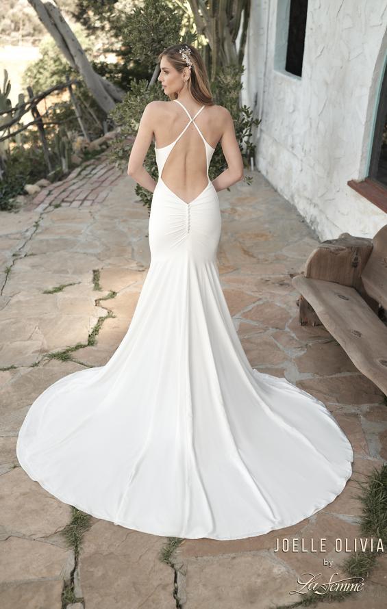 Picture of: Chic Luxe Knit Dress with Draped Neckline in ivory, Style: J2077, Back Picture