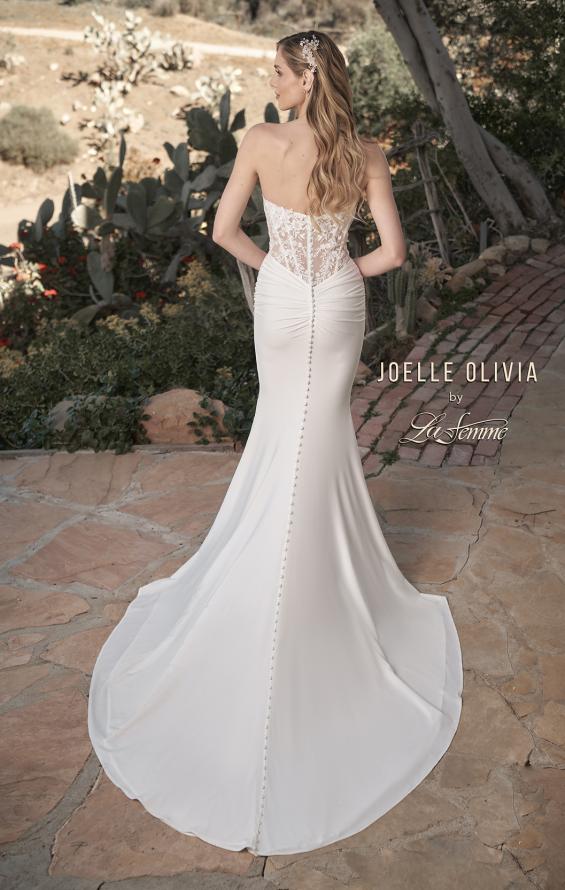 Picture of: Sweetheart Lace Bodice Gown with Ruched Skirt in ivory, Style: J2082, Back Picture