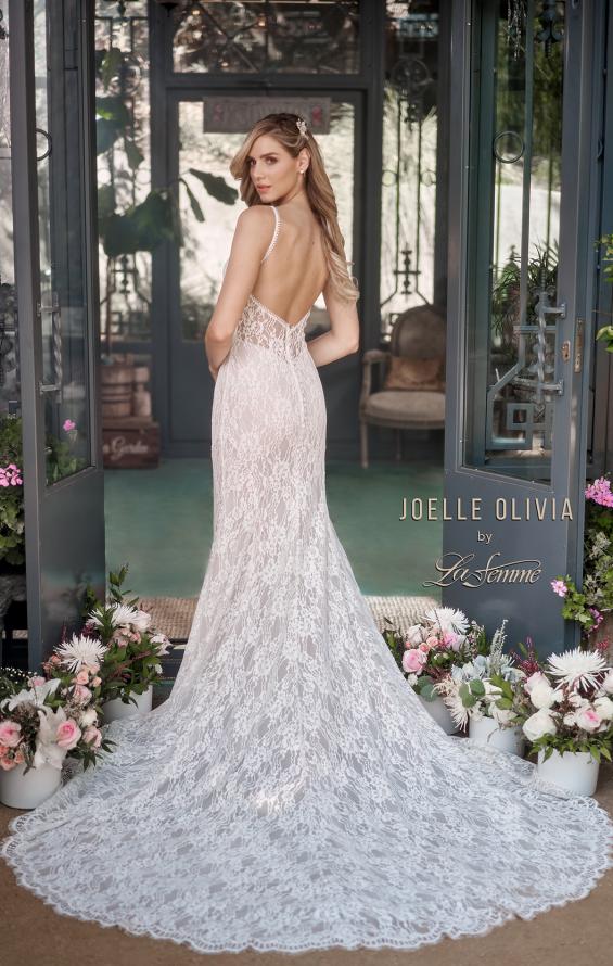 Picture of: Gorgeous Lace Gown with Scallop Detailing and Low Back in ivory, Style: J2090, Back Picture