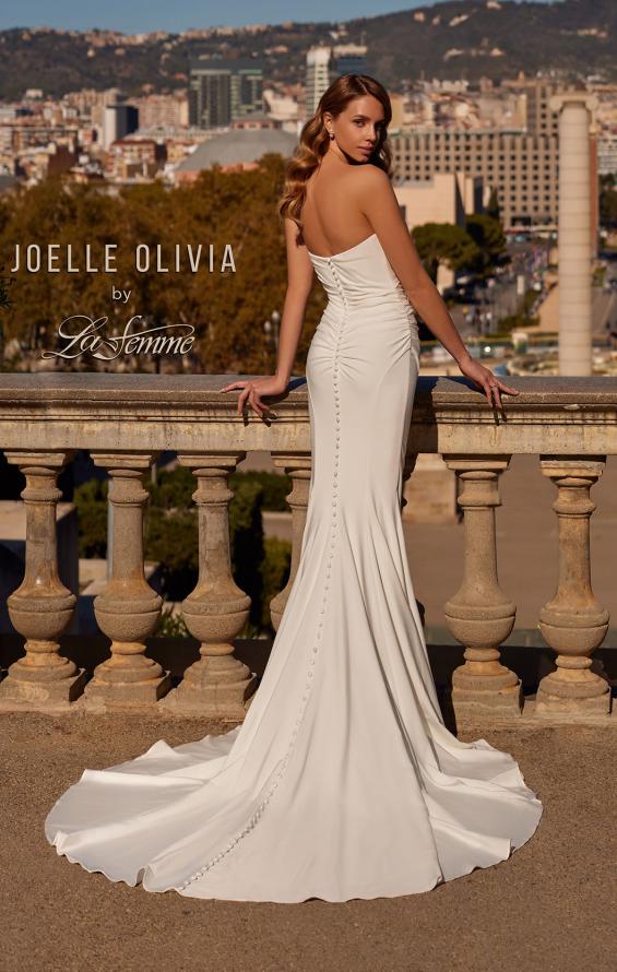 Picture of: Simply Stunning Strapless Luxe Jersey Gown with Sweetheart Top in ivory, Style: J2210, Back Picture