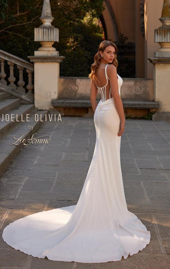 Picture of: Chic Luxe Wedding Dress with Bustier Top and Stunning Illusion Corset Back in ivory, Style: J2221, Back Picture
