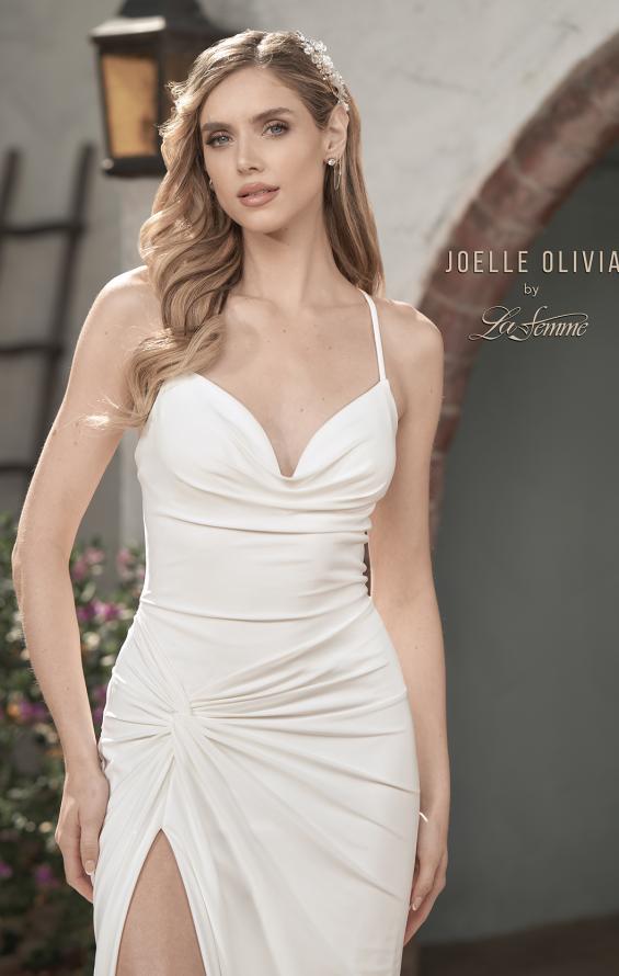 Picture of: Wedding Dress with Knot Detail and Draped Neckline in ivory, Style: J2099, Detail Picture 1