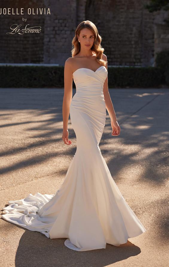 Picture of: Simply Stunning Strapless Luxe Jersey Gown with Sweetheart Top in ivory, Style: J2210, Detail Picture 1