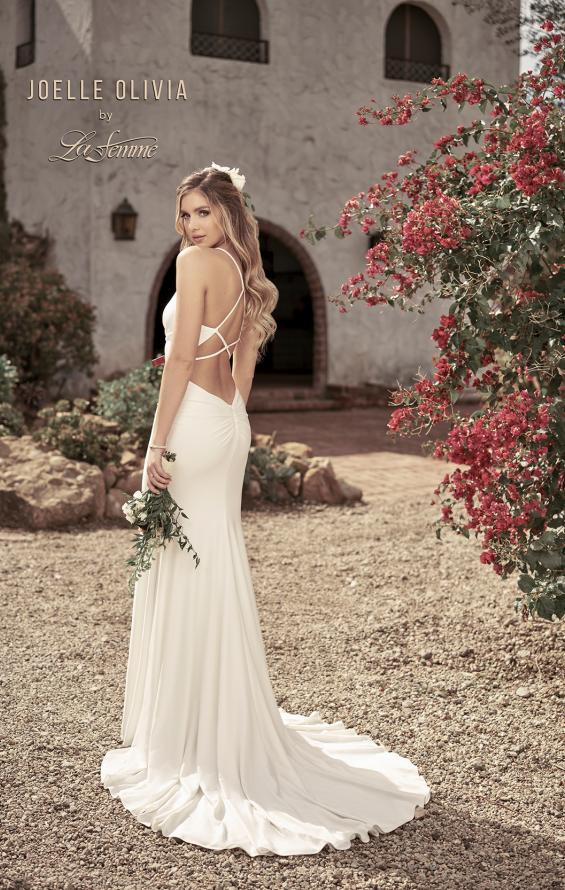 Picture of: Luxe Knit Gown with Draped Neckline and Open Back in ivory, Style: J2018, Detail Picture 3