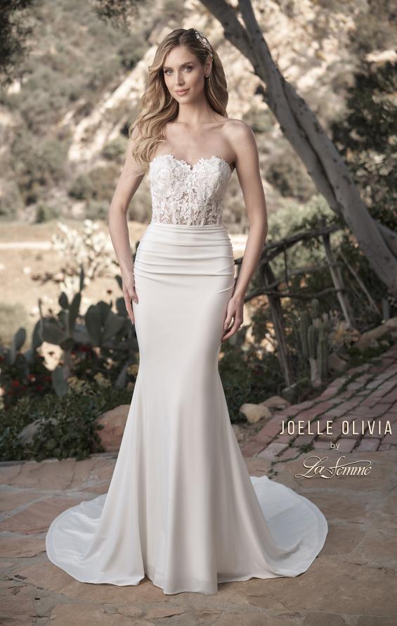 Picture of: Sweetheart Lace Bodice Gown with Ruched Skirt in ivory, Style: J2082, Detail Picture 3