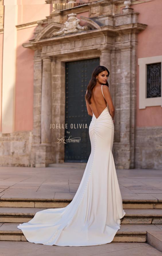 Picture of: Sleek Halter Fit and Flare Wedding Dress with Open Back in ivory, Style: J2324, Detail Picture 3