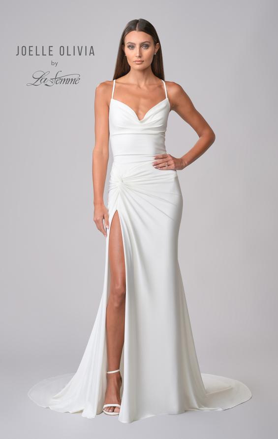Picture of: Wedding Dress with Knot Detail and Draped Neckline in ivory, Style: J2099, Detail Picture 4