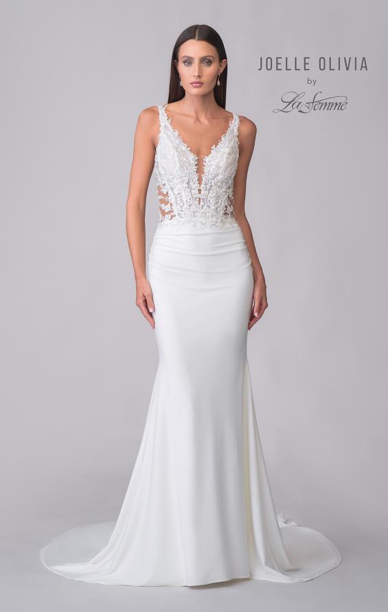 Picture of: Trumpet Gown with Lace Detail Bodice and Illusion Sides in ivory, Style: J2121, Detail Picture 4