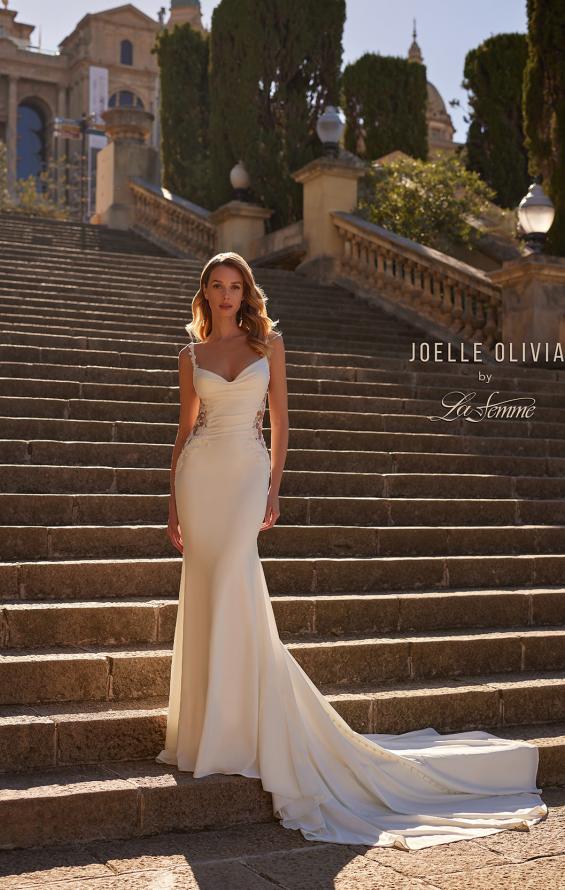 Picture of: Luxe Jersey and Lace Wedding Dress with Unique Open Back and Illusion Sides in ivory, Style: J2223, Detail Picture 4