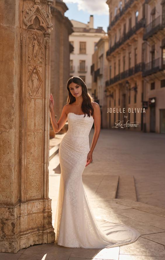 Picture of: Strapless Lace Fit and Flare Wedding Dress with Sweep Train in ivory, Style: J2333, Detail Picture 4