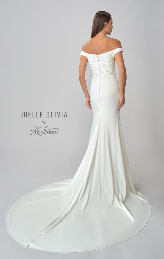 Picture of: Off the Shoulder Wedding Dress with Ruching and Slit in ivory, Style: J2004, Detail Picture 5