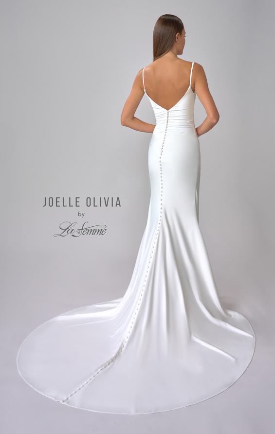 Picture of: Classic Luxe Knit Wedding Gown with Draped Slit Detail in ivory, Style: J2034, Detail Picture 5
