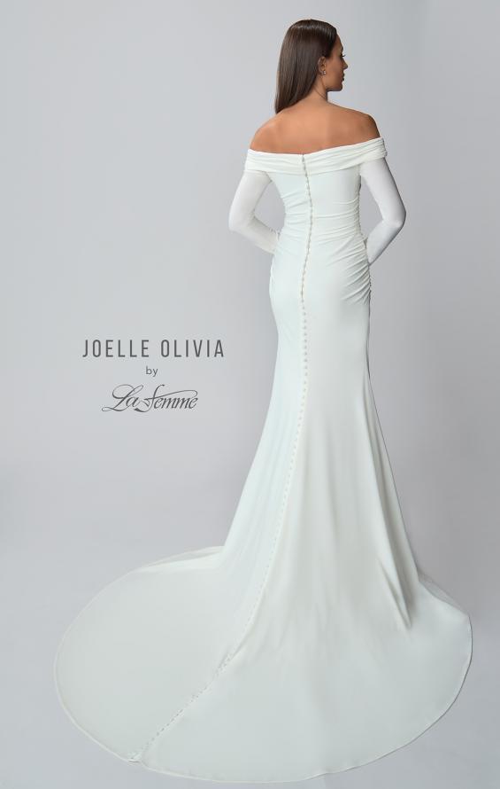 Picture of: Long Sleeve Off the Shoulder Knit Wedding Gown in ivory, Style: J2045, Detail Picture 5