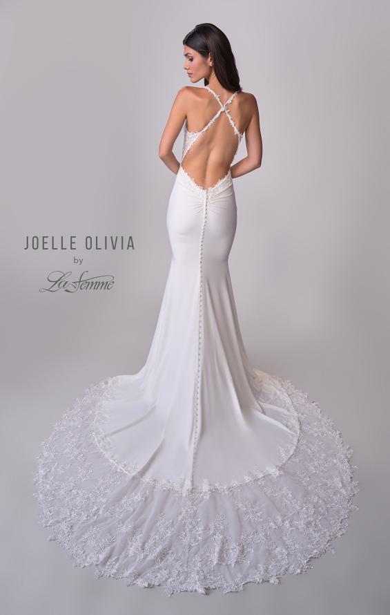 Picture of: Gorgeous Luxe Jersey Wedding Dress with Illusion Lace Bodice and Open Low Back in ivory, Style: J2118, Detail Picture 5