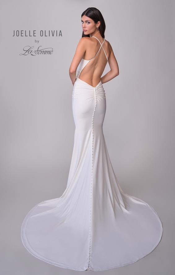 Picture of: Chic Luxe Jersey Dress with Deep V Neckline and Ruched Waist Detail in ivory, Style: J2128, Detail Picture 5