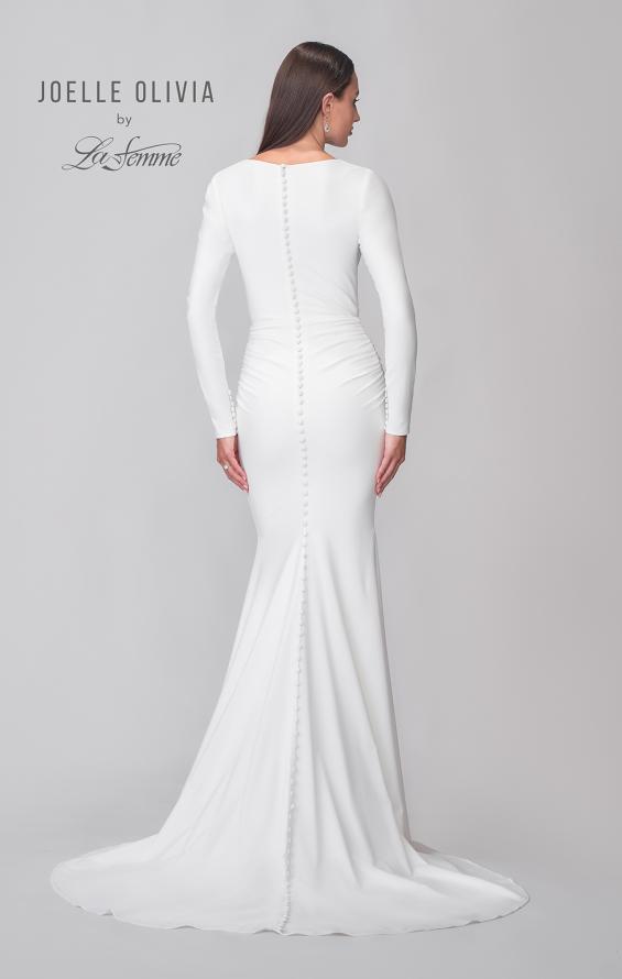 Picture of: Chic Long Sleeve Luxe Jersey Knit Gown with Deep V Neckline in ivory, Style: J2171, Detail Picture 5